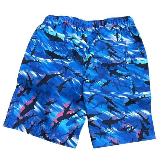 NWT Lands’ End Size XS 4-5 Cool Sharks Swim Shorts Lined Toddler Boy Drawstring - Picture 2 of 4